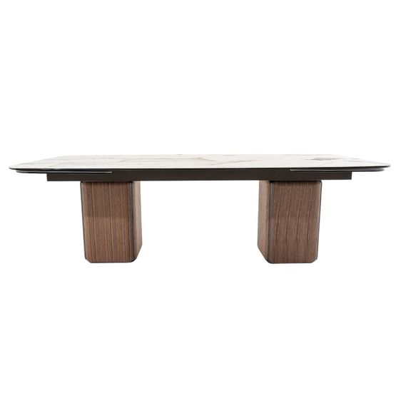 mesa de comedor extensible granito ceramica walnut 1